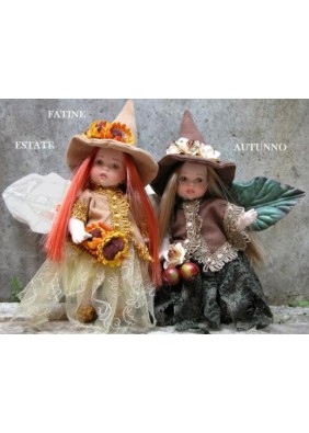 Fées Eté et Automne - Poupée fée en porcelaine