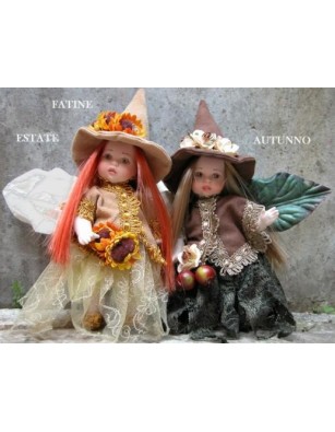 Fées Eté et Automne - Poupée fée en porcelaine