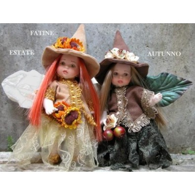 Fées Eté et Automne - Poupée fée en porcelaine