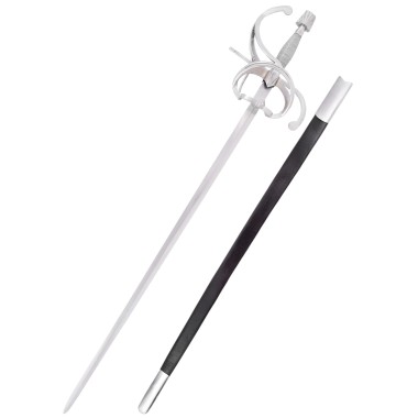 Rapière Renaissance à parade courbe avec fourreau en cuir