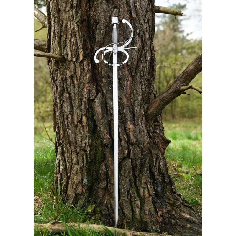 Rapière Renaissance à parade courbe avec fourreau en cuir