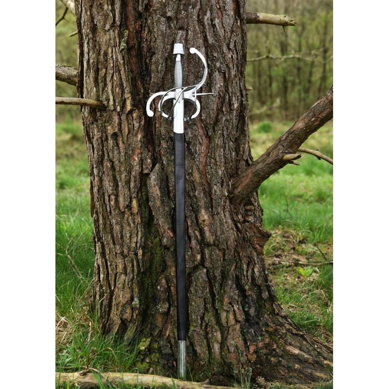 Rapière Renaissance à parade courbe avec fourreau en cuir