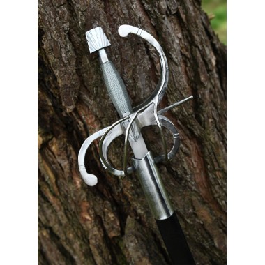 Rapière Renaissance à parade courbe avec fourreau en cuir