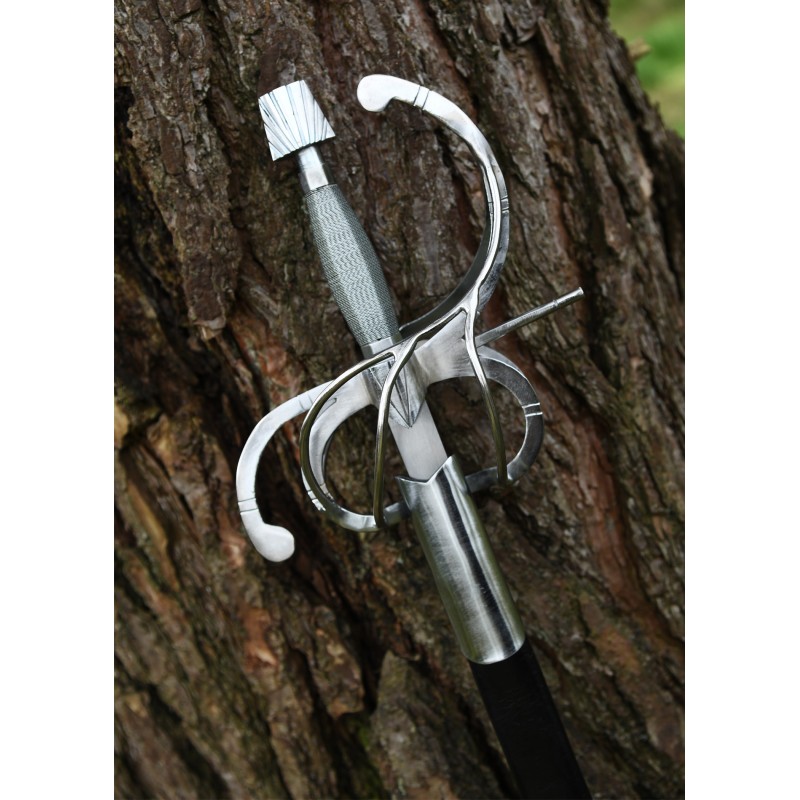 Rapière Renaissance à parade courbe avec fourreau en cuir