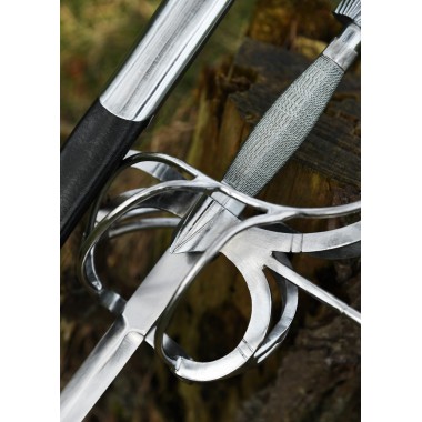 Rapière Renaissance à parade courbe avec fourreau en cuir