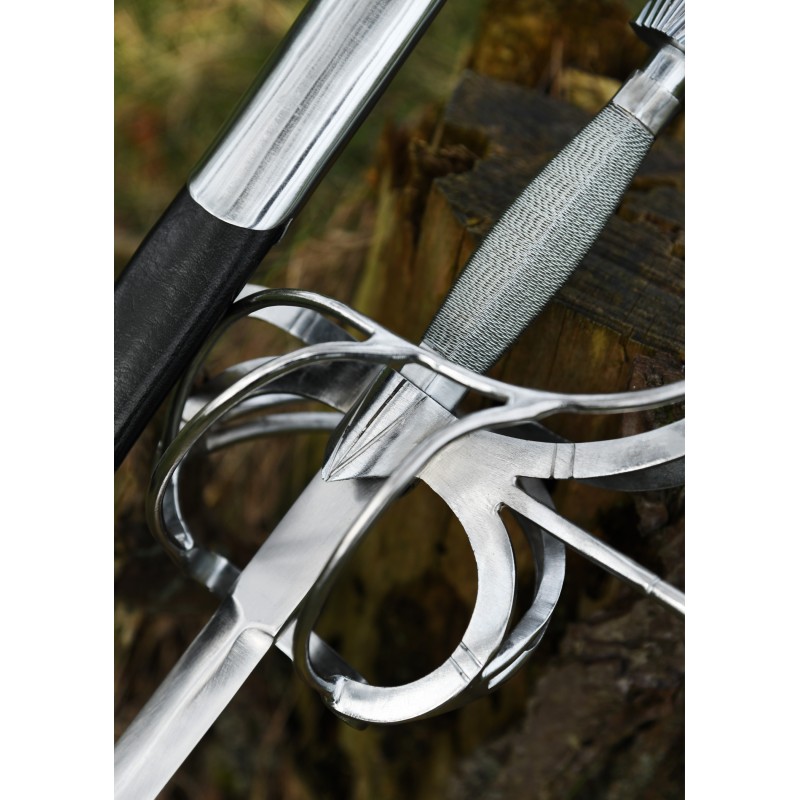 Rapière Renaissance à parade courbe avec fourreau en cuir