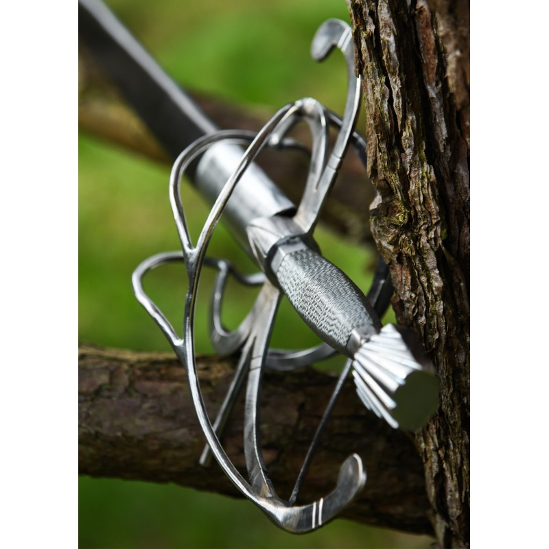 Rapière Renaissance à parade courbe avec fourreau en cuir