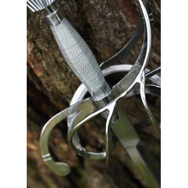 Rapière Renaissance à parade courbe avec fourreau en cuir