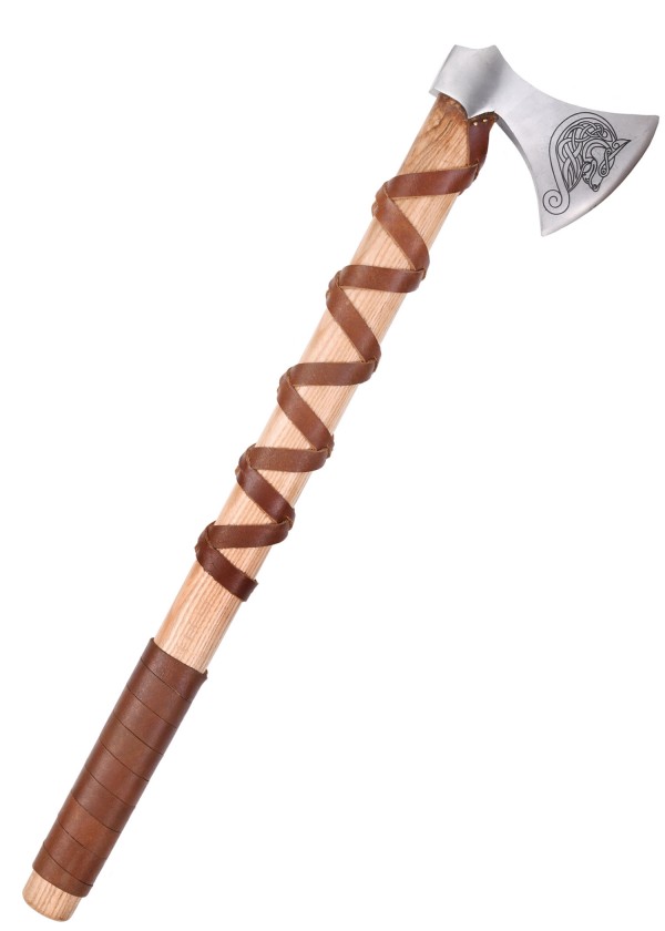 Hache viking - gravure et gainage de cuir