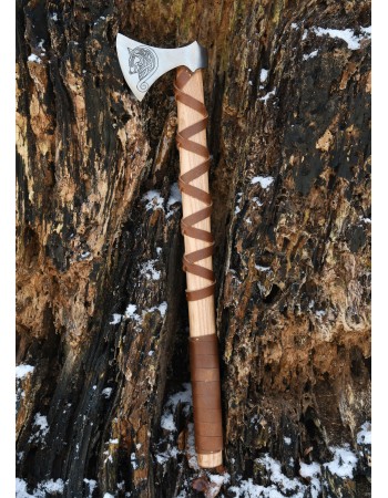 Hache viking - gravure et gainage de cuir