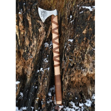 Hache viking - gravure et gainage de cuir