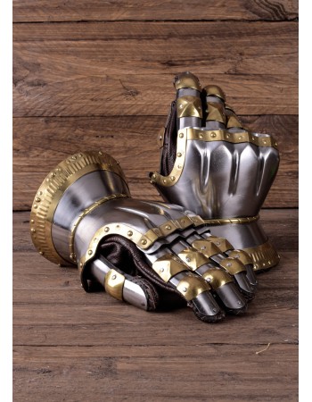 Gantelets de combat - acier, laiton, cuir