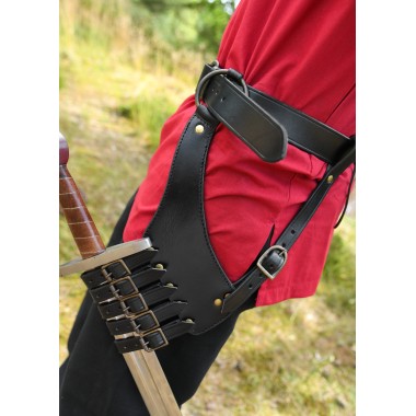 Ceinture avec porte-épée-cuir noir
