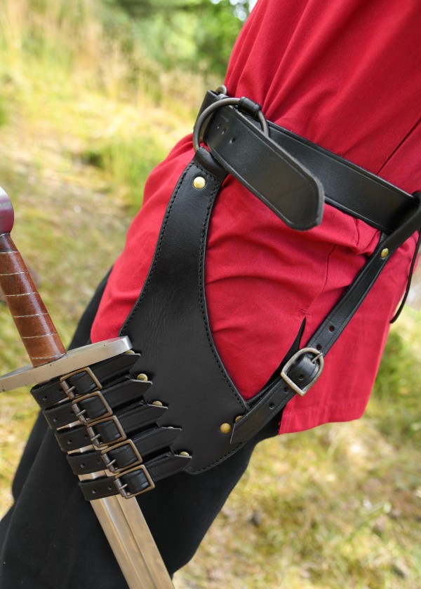 Ceinture avec porte-épée-cuir noir