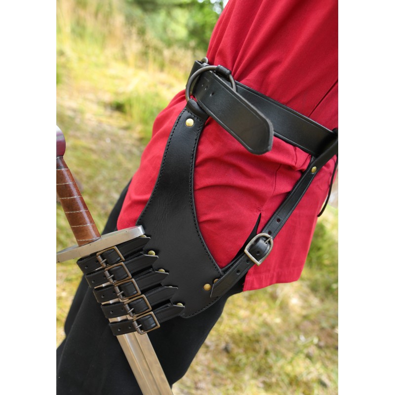 Ceinture avec porte-épée-cuir noir
