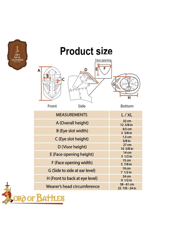 Casque Bassinet Médiéval, acier 1.5mm