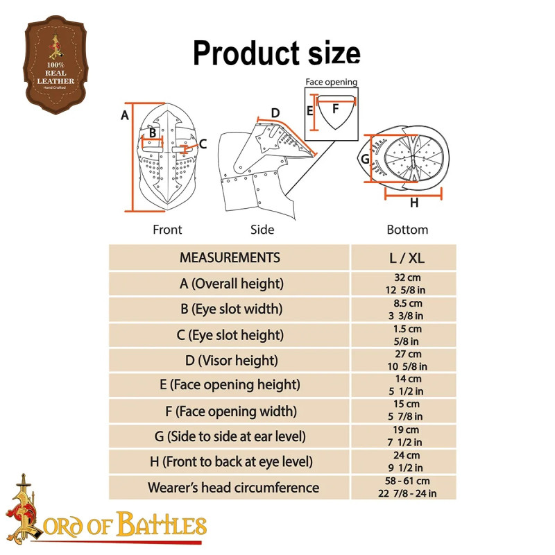 Casque Bassinet Médiéval, acier 1.5mm