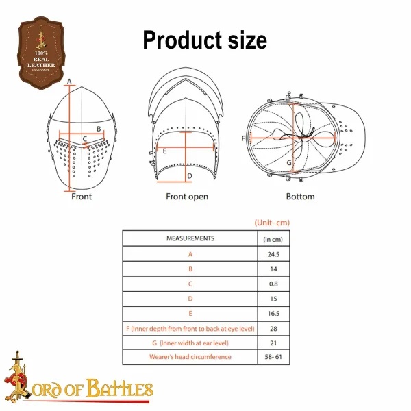 Casque Bassinet Médiéval, acier 2mm