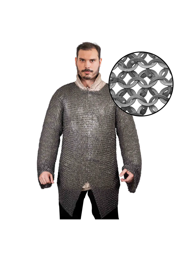 Cotte de mailles Hauberk - anneaux plats rivetée 9mm