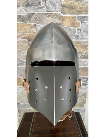 Casque de combat – Bassinet médiéval à visière