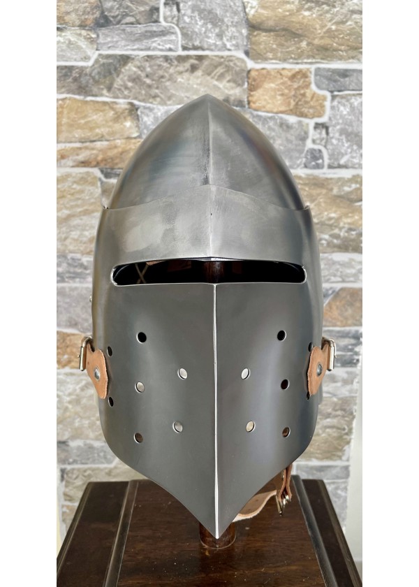 Casque de combat – Bassinet médiéval à visière