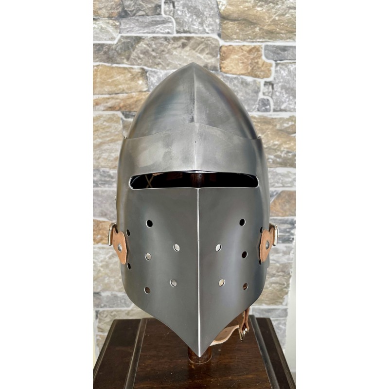 Casque de combat – Bassinet médiéval à visière