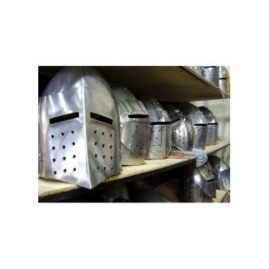 Casque de combat – Bassinet médiéval à visière