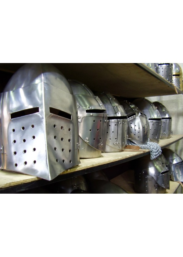 Casque de combat – Bassinet médiéval à visière