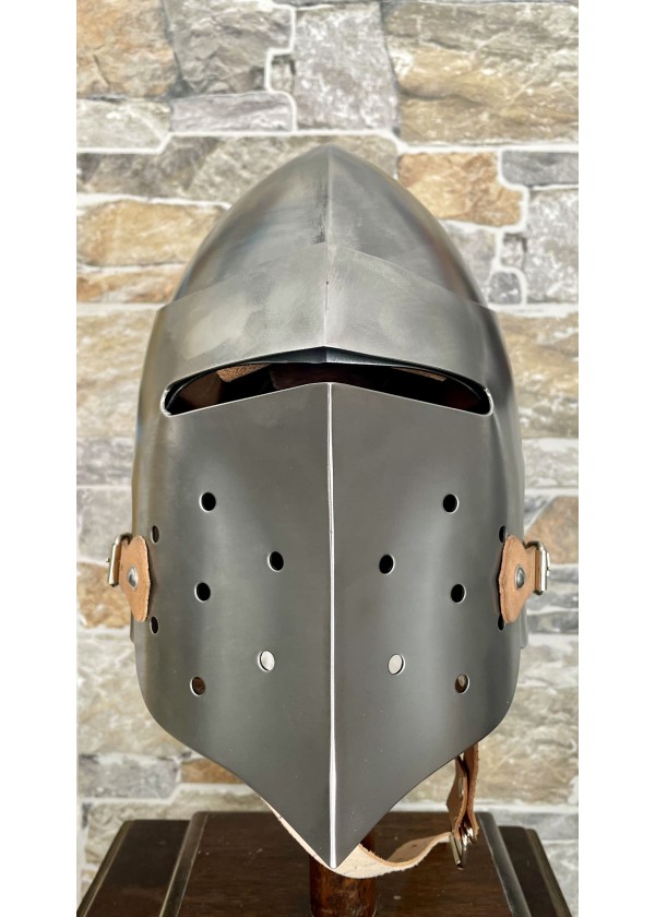Casque de combat – Bassinet médiéval à visière