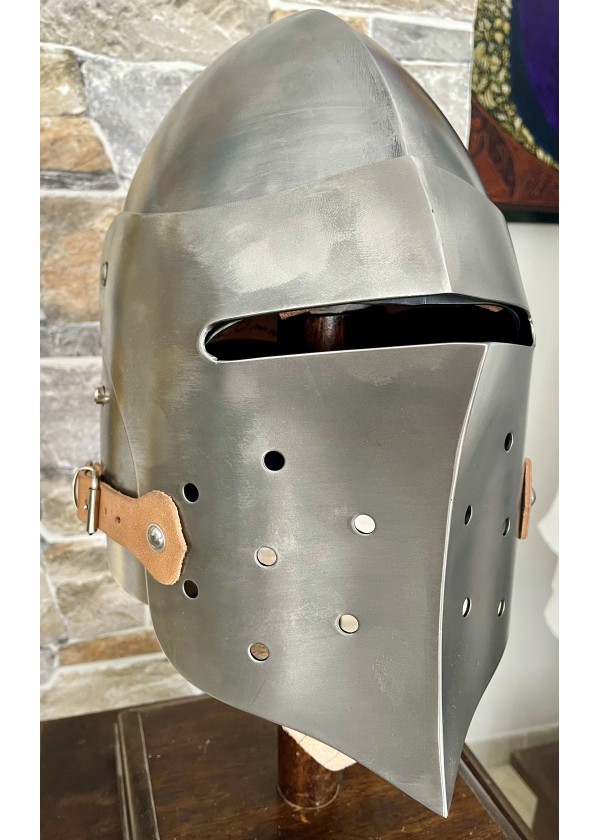 Casque de combat – Bassinet médiéval à visière