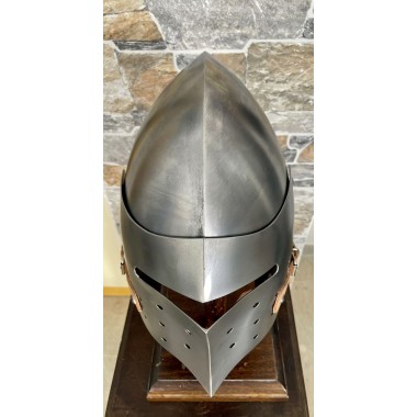 Casque de combat – Bassinet médiéval à visière