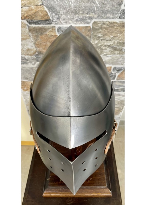 Casque de combat – Bassinet médiéval à visière