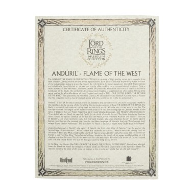 Le Seigneur des Anneaux - Épée d'Anduril - Collection du Musée