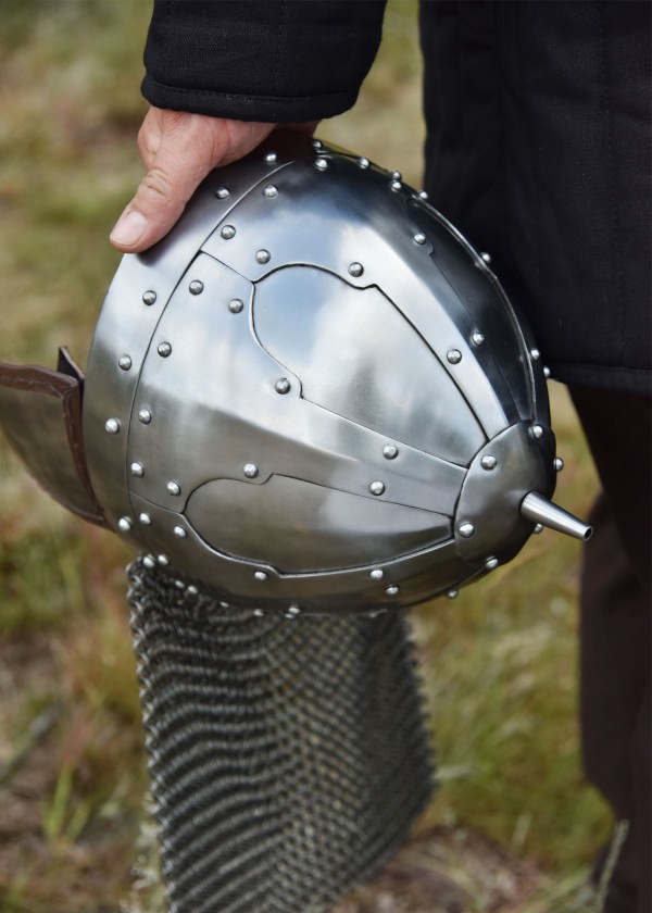 Casque à pinces avec volets de joues et lunette, acier 2 mm