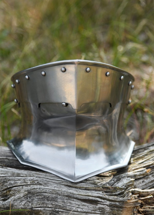 Bevor, acier 1,6 mm, avec bracelet en cuir