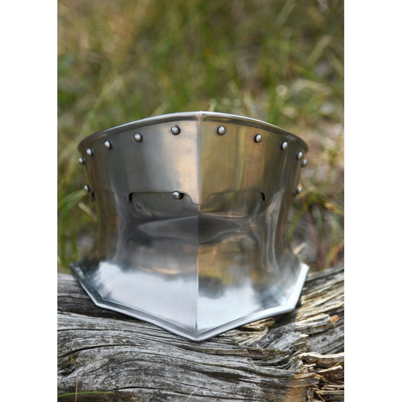 Bevor, acier 1,6 mm, avec bracelet en cuir