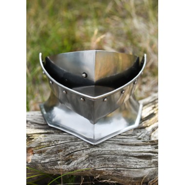 Bevor, acier 1,6 mm, avec bracelet en cuir