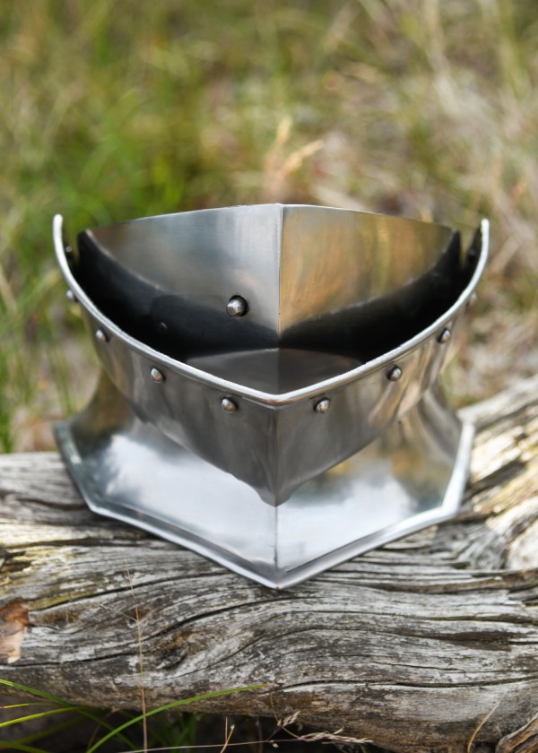 Bevor, acier 1,6 mm, avec bracelet en cuir