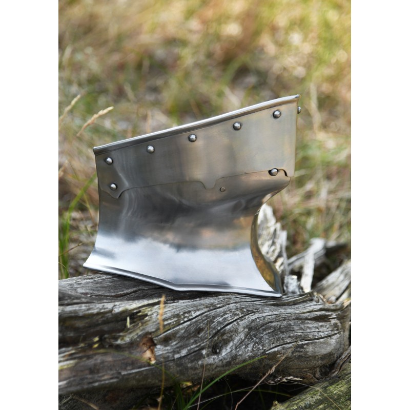 Bevor, acier 1,6 mm, avec bracelet en cuir