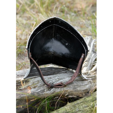 Bevor, acier 1,6 mm, avec bracelet en cuir