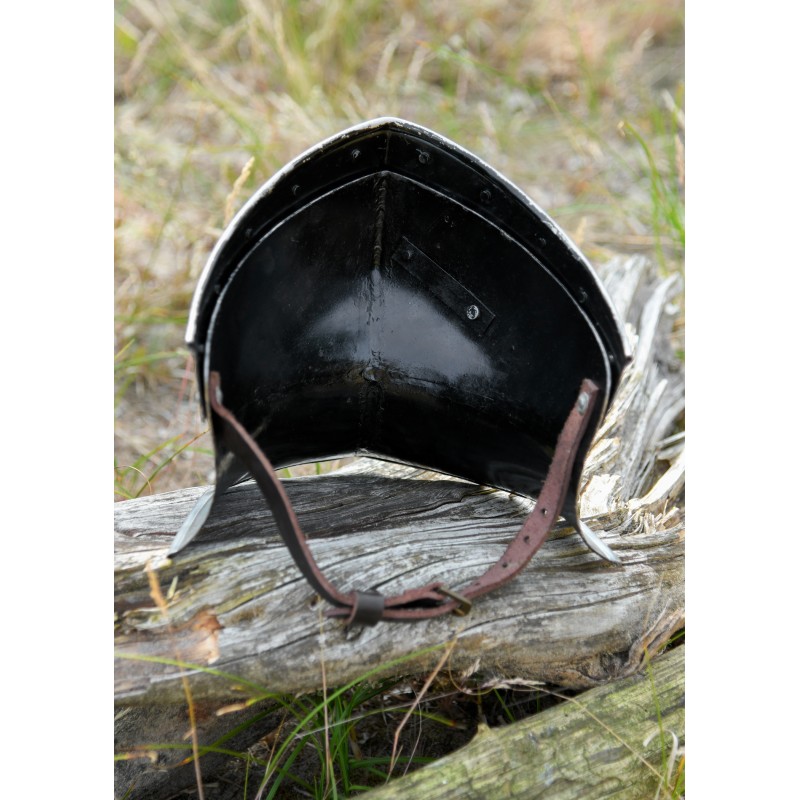 Bevor, acier 1,6 mm, avec bracelet en cuir