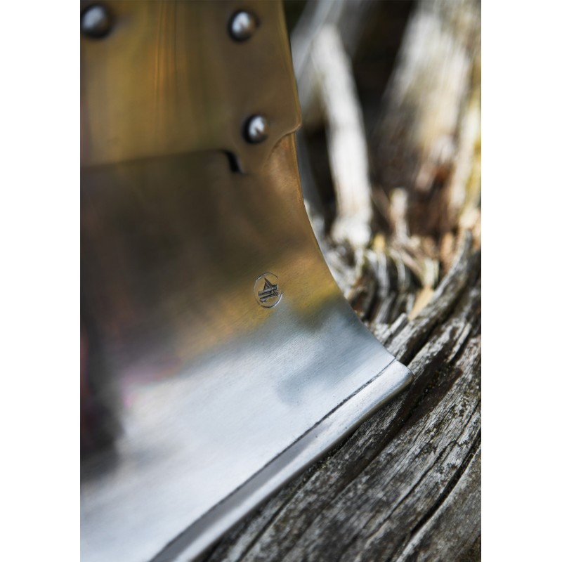 Bevor, acier 1,6 mm, avec bracelet en cuir