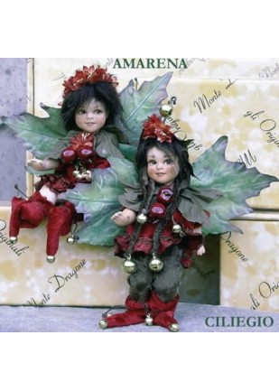 Fées Cerise Noire et Cerise, Poupées fées en porcelaine de 18 cm
