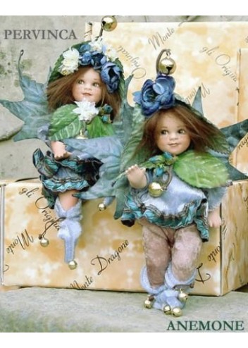 Fées Anémone et Pervenche, Poupées fées en porcelaine de 18 cm