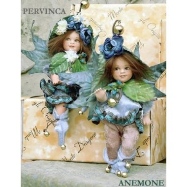 Fées Anémone et Pervenche, Poupées fées en porcelaine de 18 cm