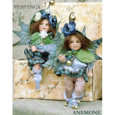Fées Anémone et Pervenche, Poupées fées en porcelaine de 18 cm