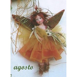 Fée Août, Poupée fée en porcelaine de 28 cm