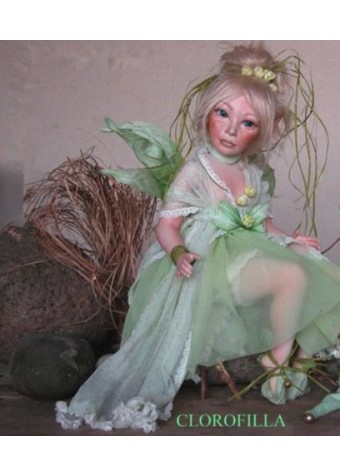 Poupée Porcelaine - Fée Chlorophylle, 35 cm