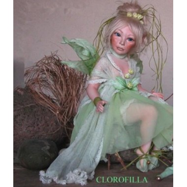 Poupée Porcelaine - Fée Chlorophylle, 35 cm