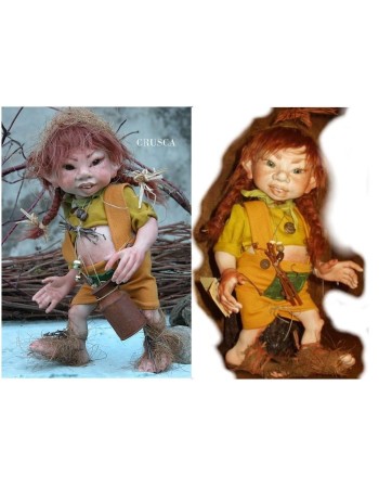 Poupée Elfe, Son de Blé, Poupée Porcelaine Collection, 32 cm